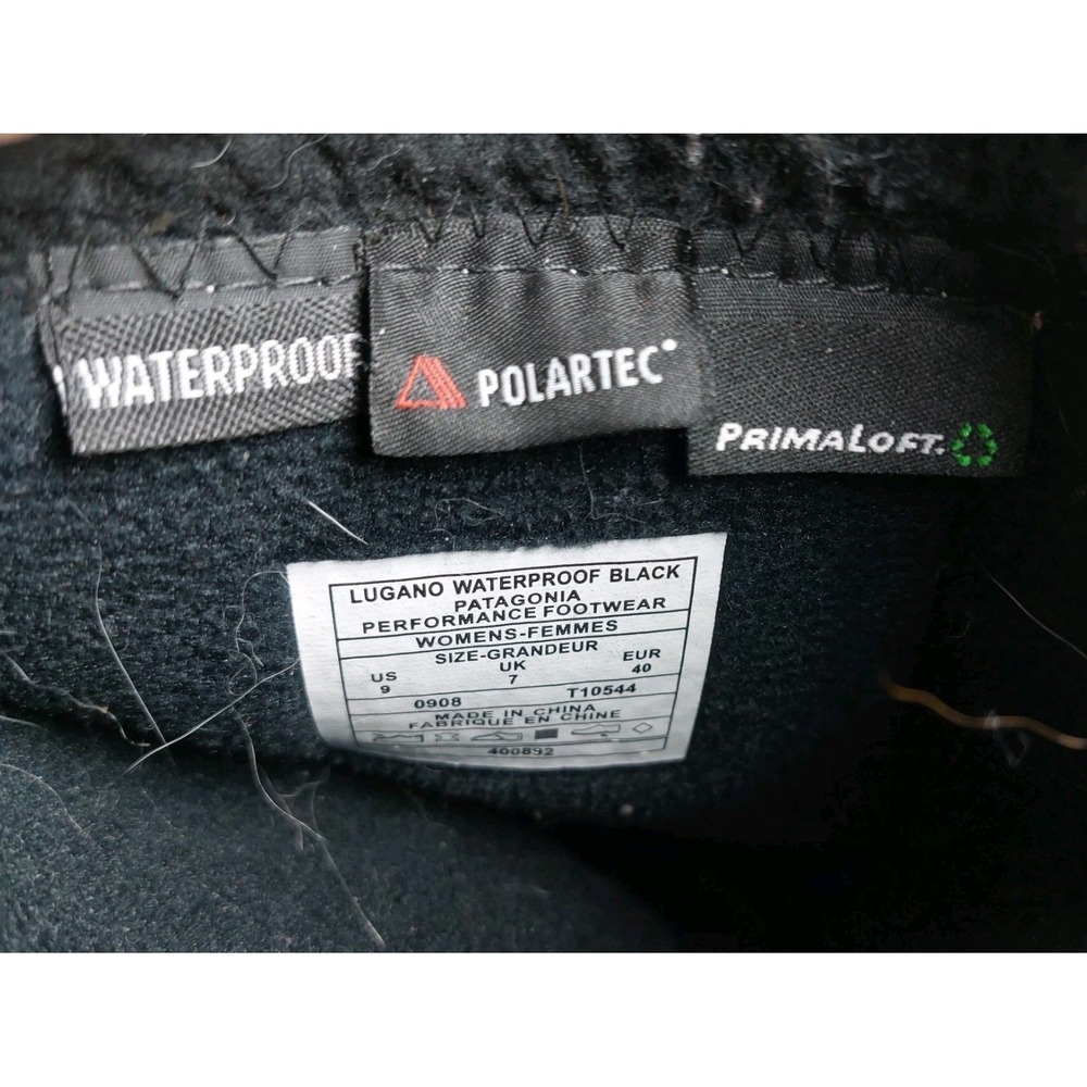 Patagonia Lugano 11" Shaft Boot Wms Size 9 Black Suede Waterproof Polar Tec - Picture 11 of 11